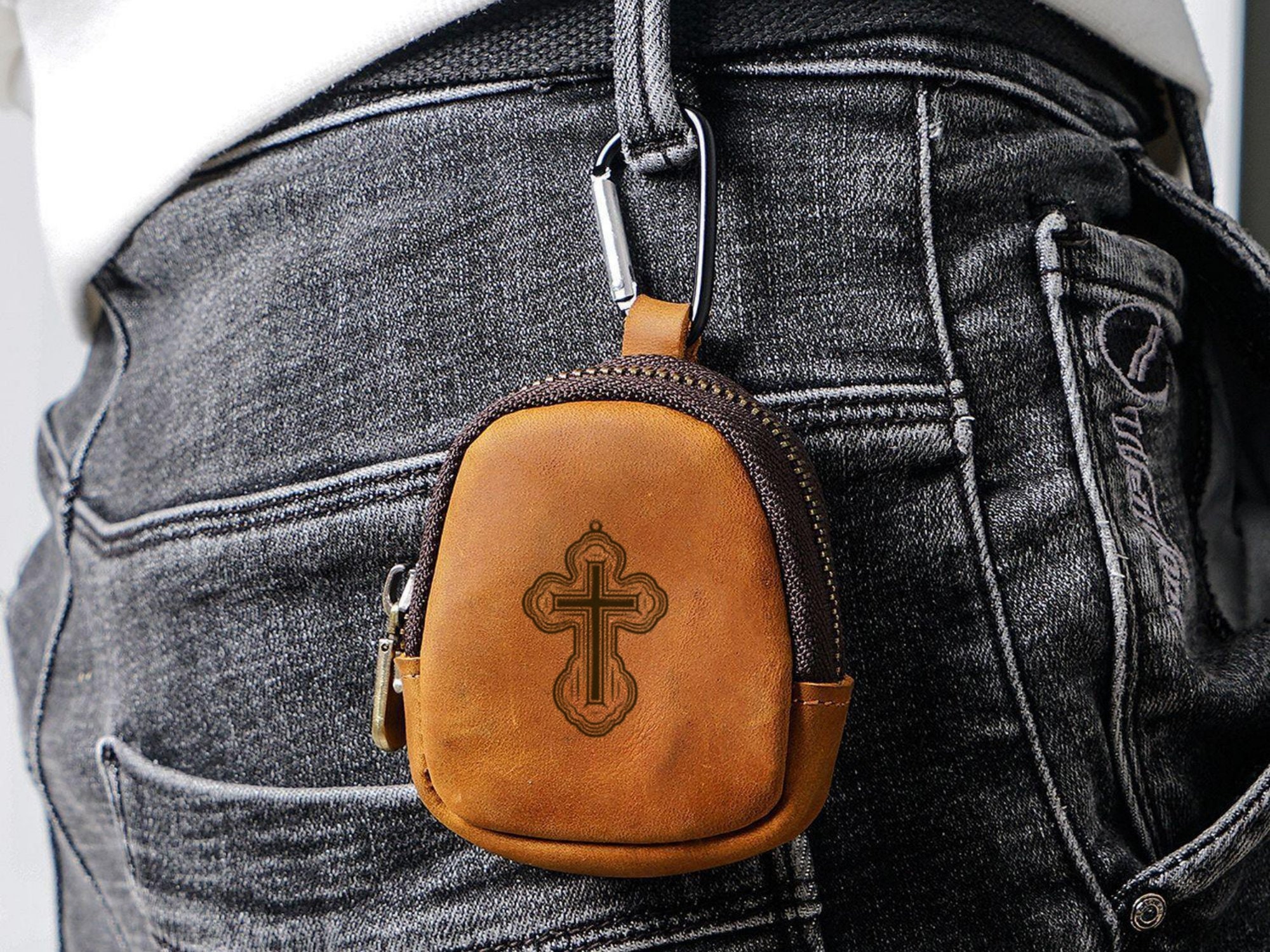 Personalized Leather Rosary Pouch, Storage Bag for Headphones, Keys, And Data Cables, Custom Coin Purses, Mom Gift