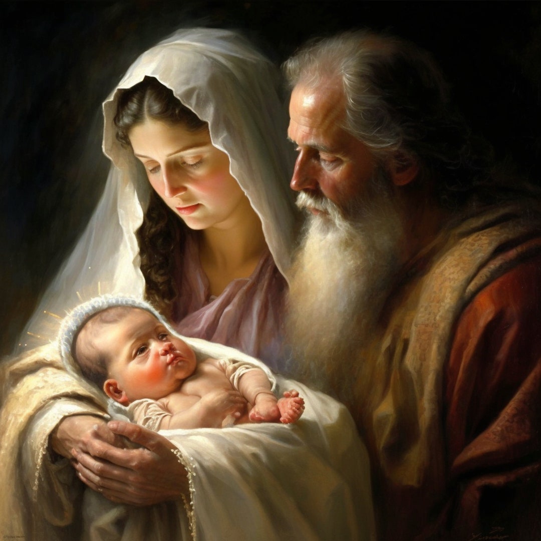 The Birth of Jesus Virgin Mary and Simeon Holding Newborn Jesus - Etsy