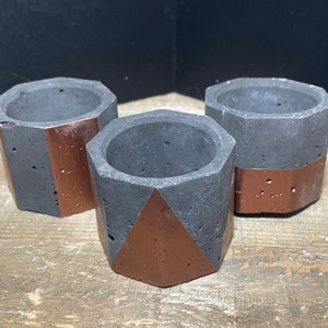 Concrete planter pots for succulents, cactus, bonsai, in charcoal: set of 3