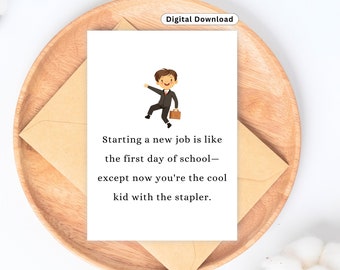 New Job Card Printable Good Luck At Your New Job Card New Job Congrats Card Funny Goodbye Card Congrats New Job man Going Away Card PDF