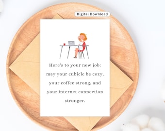 New Job Card Printable Good Luck At Your New Job Card New Job Congrats Card Funny Goodbye Card Congrats New Job woman card Going Away Card