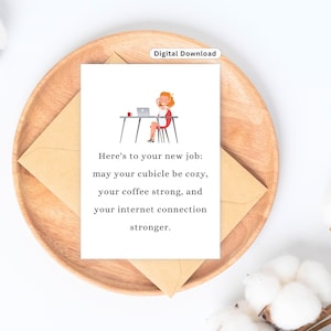 New Job Card Printable Good Luck At Your New Job Card New Job Congrats Card Funny Goodbye Card Congrats New Job woman card Going Away Card
