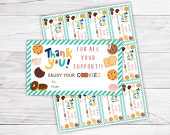 Girl Scout Cookie Thank you Tag, Cookies Business Card, Delivery Note, US Letter PDF Instant Download 2X3.5