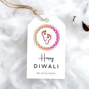 Happy Diwali Gift Tag Printable Diwali Tag Editable Deepawali Gift Tag Diwali Favor Tag Modern Mandala Gift tag Personalized Diwali Gift Tag