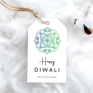 Happy Diwali Gift Tag Printable Diwali Tag Editable Deepawali Gift Tag Diwali Favor Tag Modern Mandala Gift tag Personalized Diwali Gift Tag