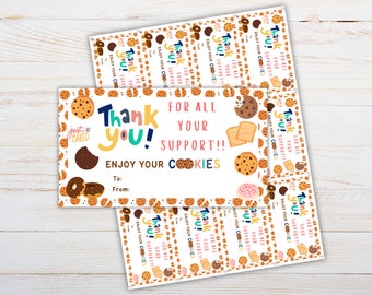 Girl Scout Cookie Thank you Tag, Cookies Business Card, Delivery Note, US Letter PDF Instant Download 2X3.5