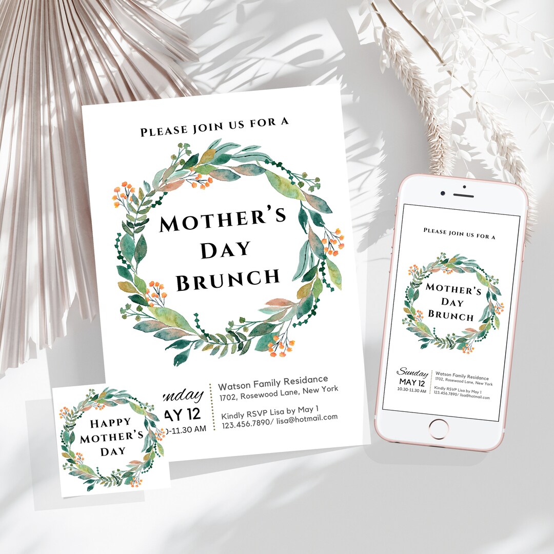 Editable Mother's Day Brunch Invitation, Mothers Day Invitation, Mobile ...