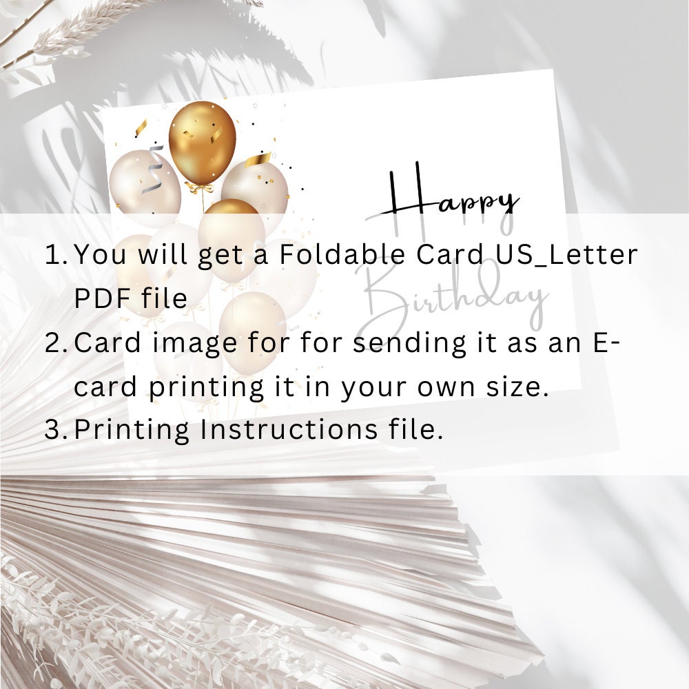 Happy Birthday Card Printable, Golden Birthday Card, Unique Birthday ...