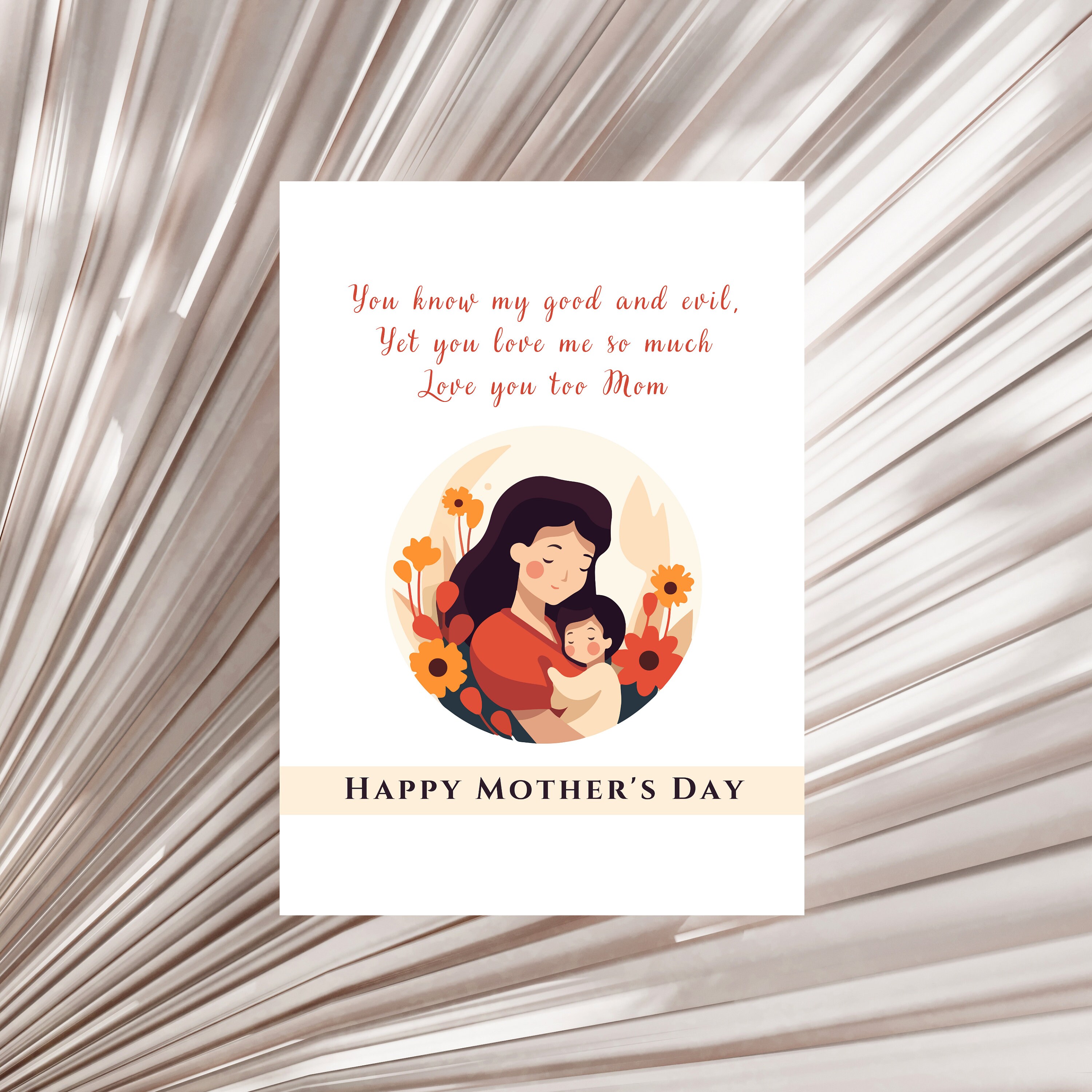 Mothers Day Card Printable Mothers Day Postcard I Love You Mom Card ...