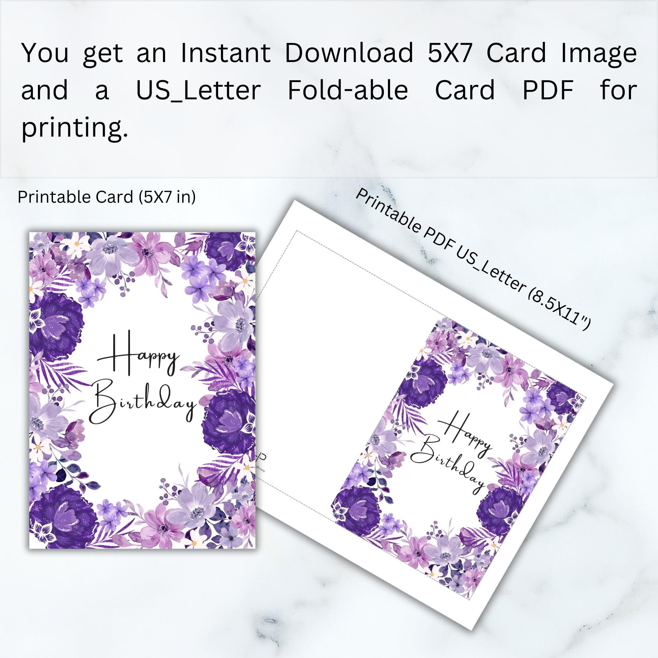 Printable Birthday Card With Flowers Happy Birthday Card - Etsy