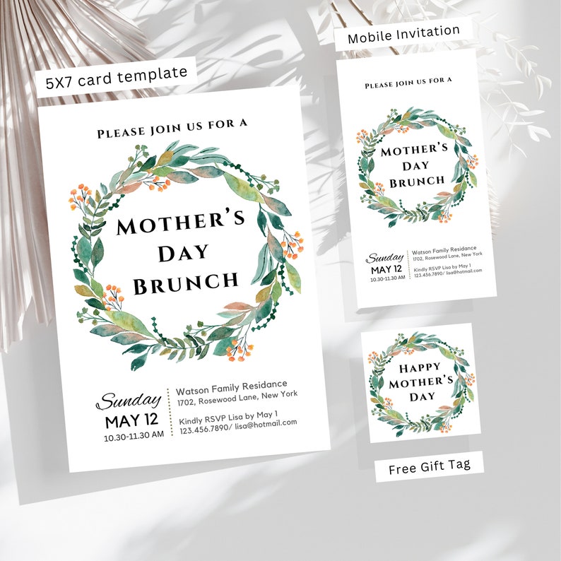 Editable Mother's Day Brunch Invitation, Mothers Day Invitation, Mobile ...