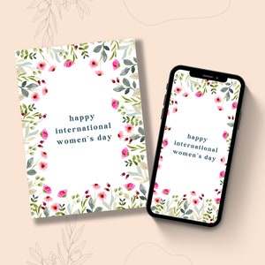 Carta per la Giornata internazionale della donna Carta per l'empowerment femminile divino delle donne Regalo floreale rosa per la festa della donna per il suo astratto 5X7 stampabile 8 marzo