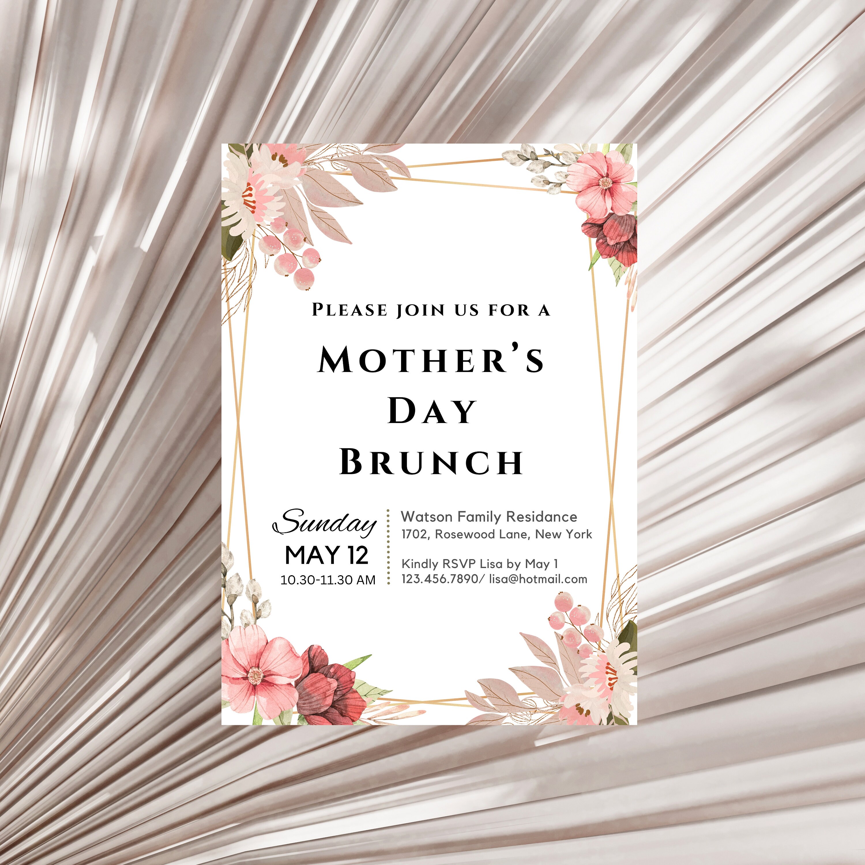 Mothers Day Brunch Invitation Template Pink Floral Mothers Day Mothers Day Brunch Invitation Template Pink Floral Mothers Day