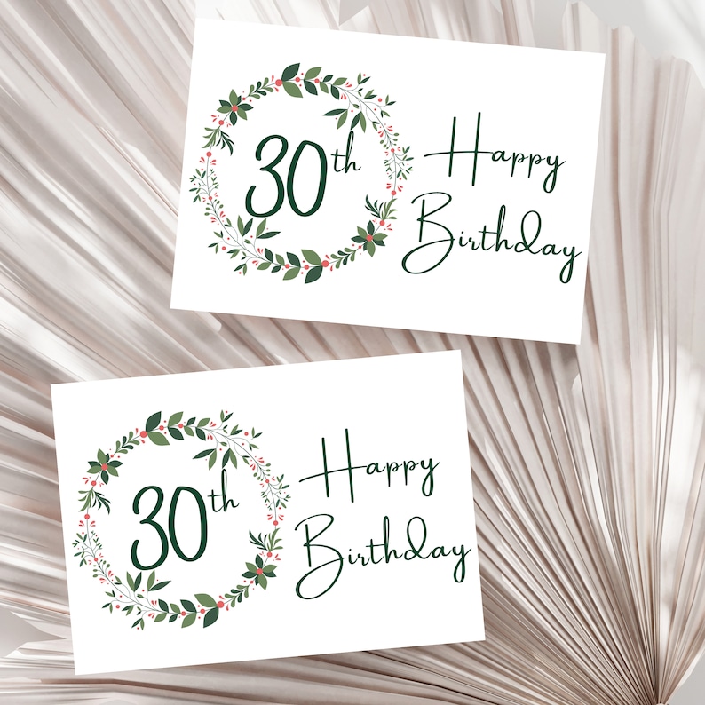 Happy 30th Birthday Card Printable Wildflower Birthday 5x7 Card Wife ...