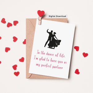 Perfect Partner - Beautiful Valentines Day Card Printable With Heart Card With Love Quotes Card digital download