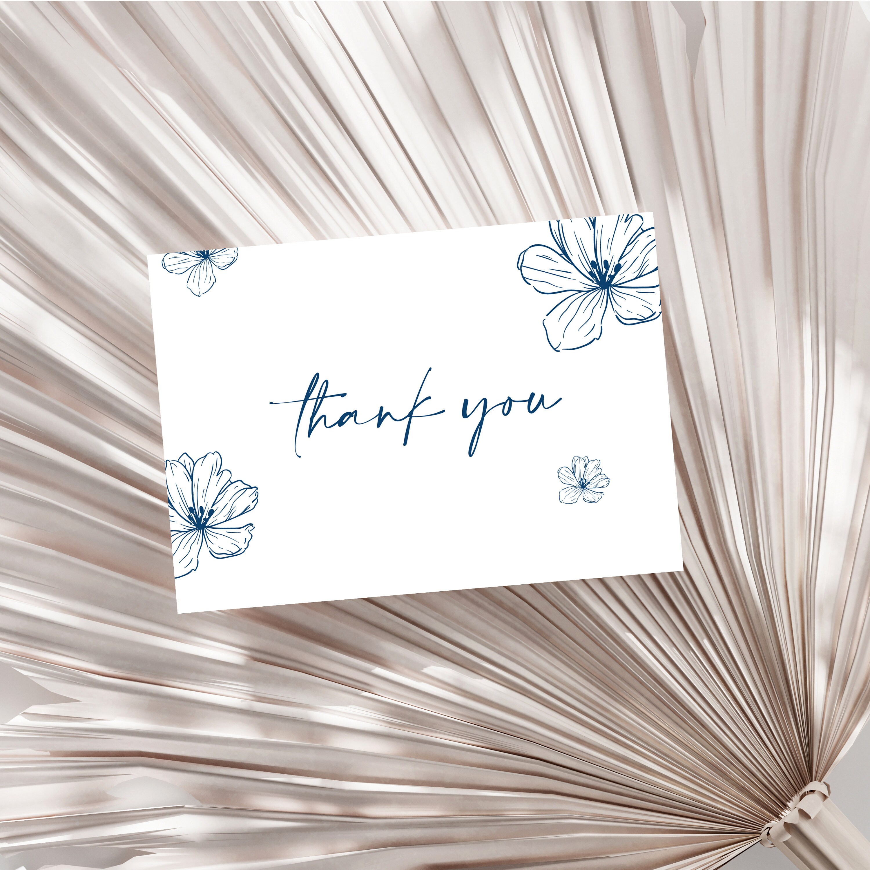 Blue Floral Thank You Card Printable Thank You Note Wildflower Thank ...