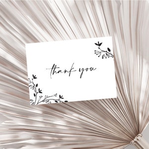 Black Floral Thank You Card Printable Thank You Note Wildflower Thank You Modern Thank You Simple Thank You Floral Printable Card Folded image 7