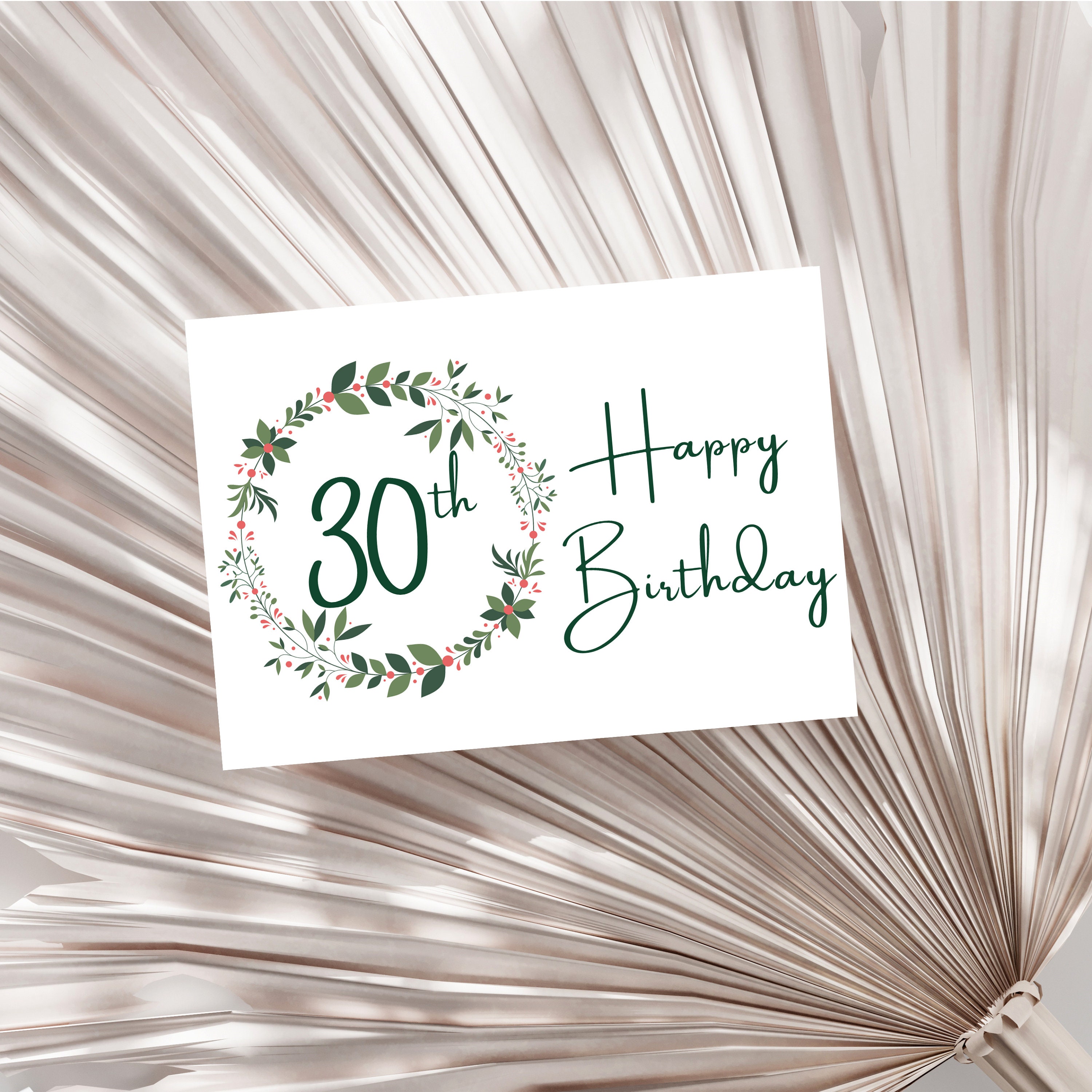 Happy 30th Birthday Card Printable Wildflower Birthday 5x7 Card Wife ...