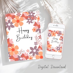 Blumen Geburtstagskarte alles Gute zum Geburtstag-Karte Frau-Geburtstags-Wunsch 150x200 Grußkarte Wildblumen-Geburtstag druckbare Geburtstagskarte für sie