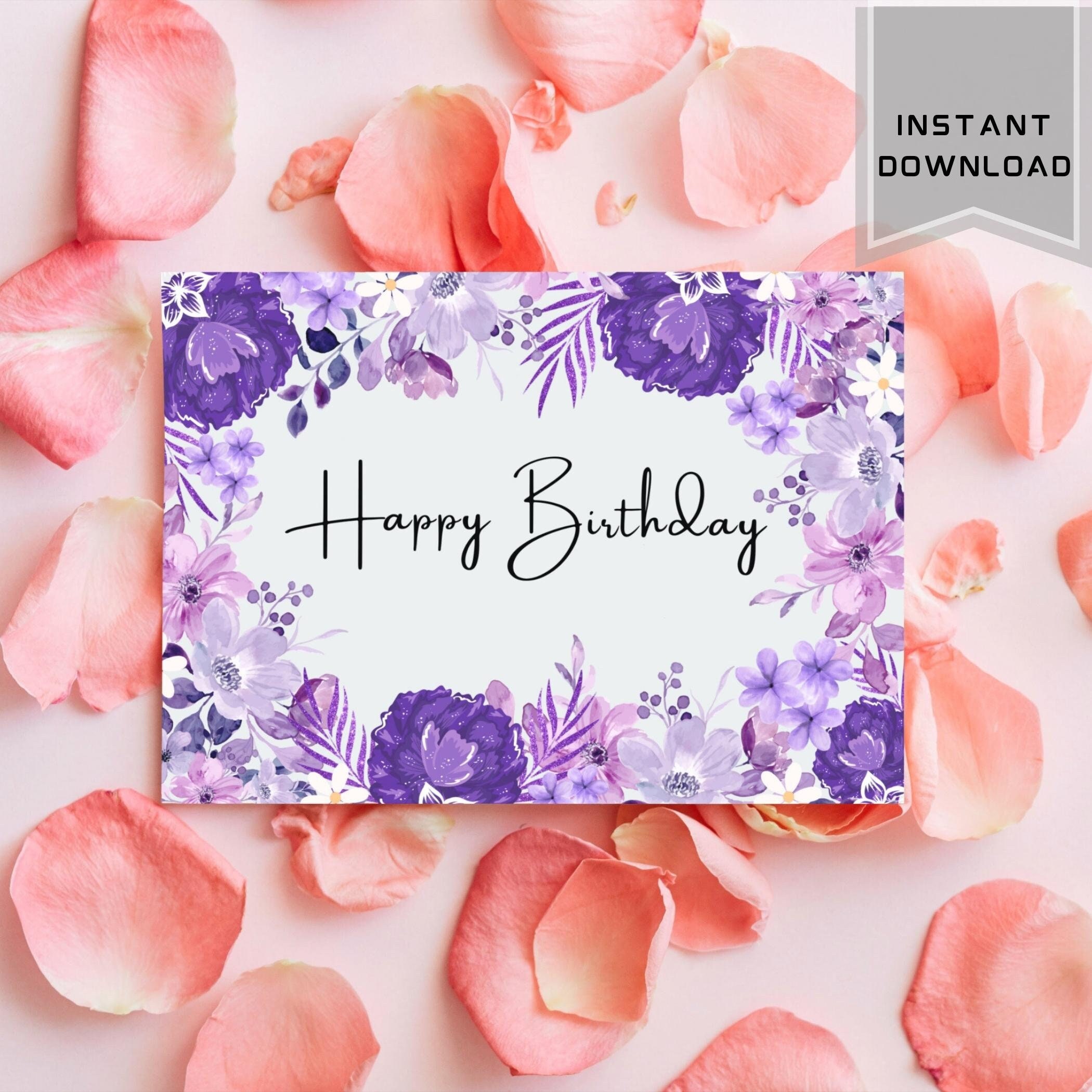 Printable Wild Flower Birthday Card Printable Birthday Card With ...