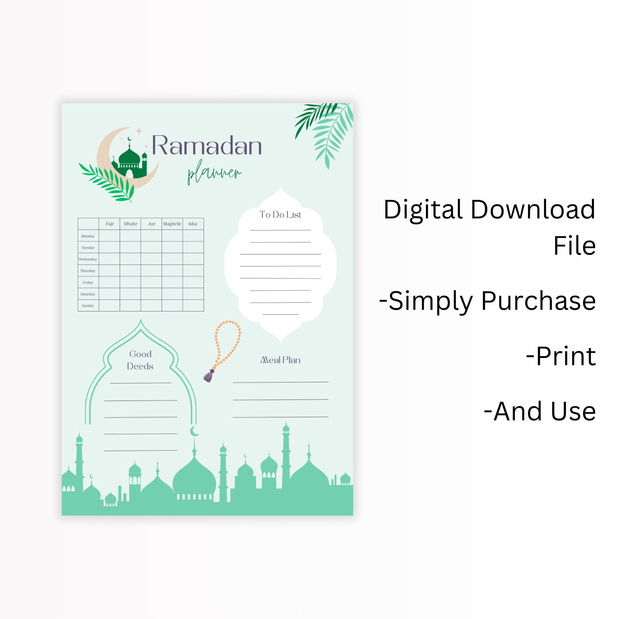 2024 Printable Ramadan Planner Islamic Daily Planner Printable Islamic
