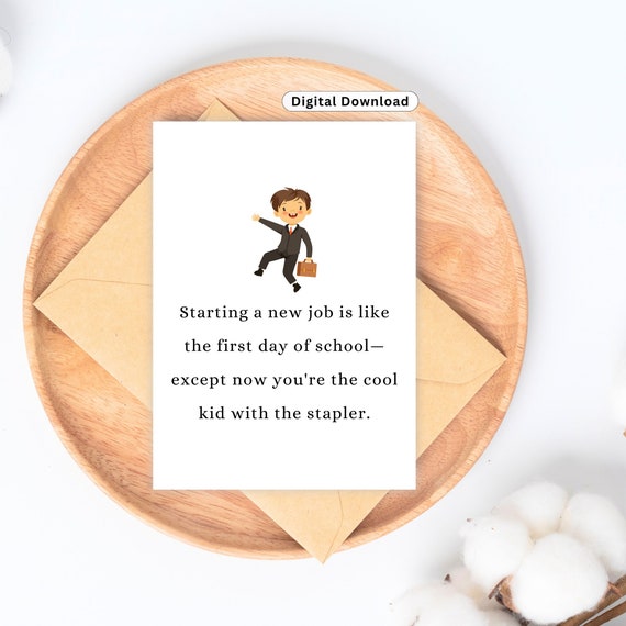 Old English Co. Funny New Job Cards For Men And Women - 'A Little Toast' Witty Humorous Promotion Gift - Funny New Job Card For Son Daughter Friend | Blank Inside