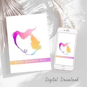 Postal del día de las madres Tarjeta del día de las madres imprimible Te amo Tarjeta de mamá Tarjeta simple del día de las madres Tarjeta feliz del día de las madres Tarjeta de madre e hija PNG