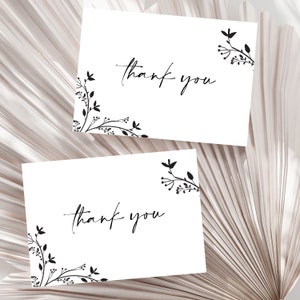 Black Floral Thank You Card Printable Thank You Note Wildflower Thank You Modern Thank You Simple Thank You Floral Printable Card Folded image 6