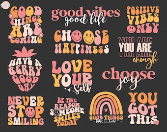 Bundle Svg de santé mentale, SVG positif, SVG source d'inspiration, Svg de motivation, Svg de sensibilisation à la santé mentale, Svg d'amour de soi, Png de santé mentale
