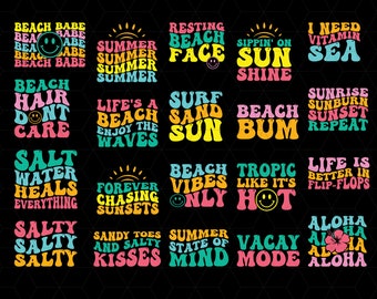 Bundle Svg d'été rétro, Svg d'été, Svg de plage, Svg d'été, Svg de citations drôles de plage, Svg de citations d'été, fichiers Svg pour Cricut, Silhouette