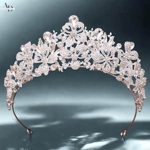 Silver Bridal Vintage White Crown, Elegant Wedding Gold Tiara, Princess Bride Gold Tiara, Pageant Prom Women Gold Tiara, Christmas, Gift Her