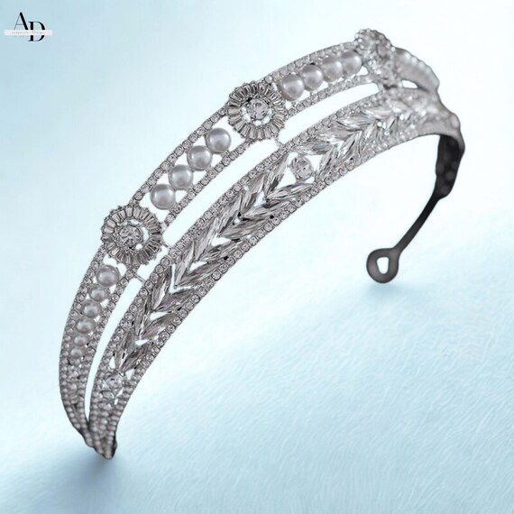 【ティアラ ウェディング-レンタル】 シルバーパール tps-195 ティアラ ウェディング-レンタル】 シルバーパール tps-195