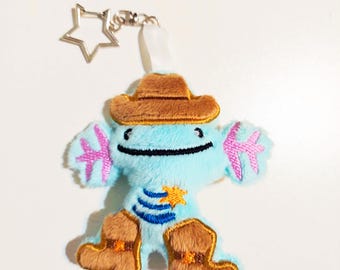Cowboy Wooper Pokémon Nyckelring Plysch [Klar att skickas] Handgjord Anime-inspirerad Samlarpresent Rolig Gåva