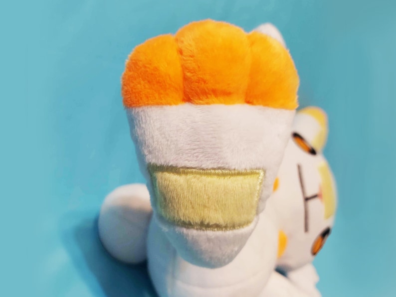 Glänsande Scorbunny Pokémon Lifesize Plysch - Anime-inspirerad handgjord plyschgosedjur samlarobjekt = Kawaii present till gamer bild 7