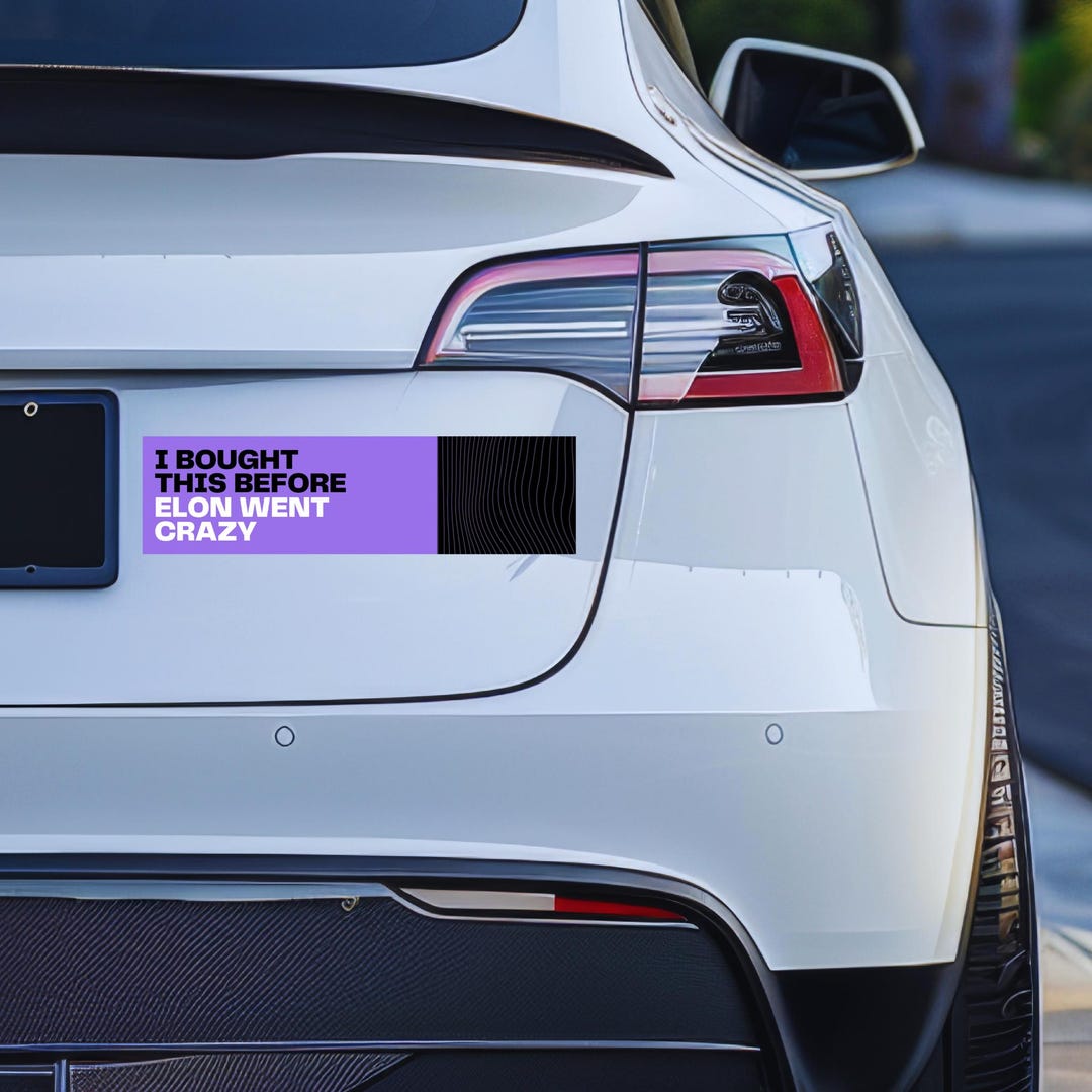 Funny Tesla Bumper Sticker Car Decal, Elon is Insane Joke Car Bumper ...