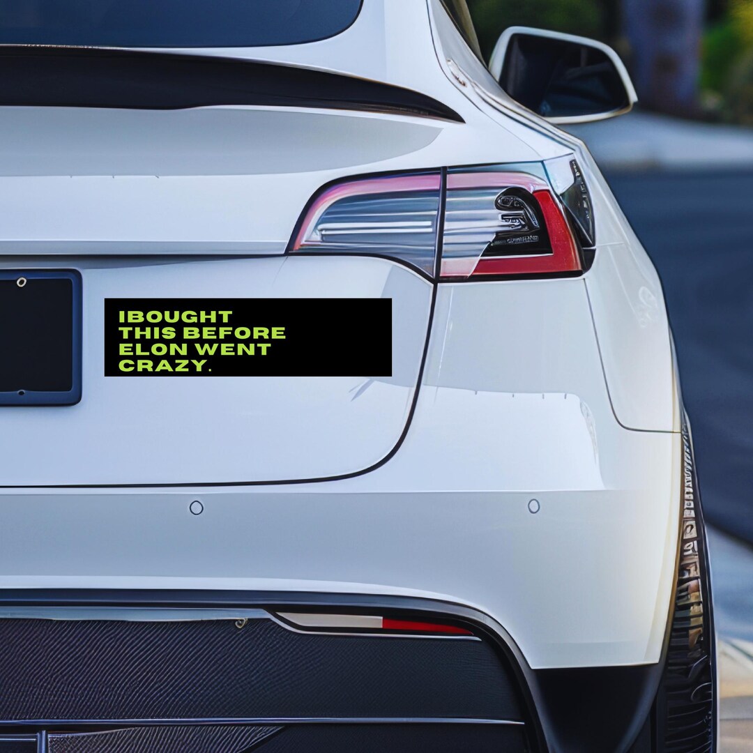 Funny Tesla Bumper Sticker - Car Decal, Elon is Insane Joke Car Bumper ...