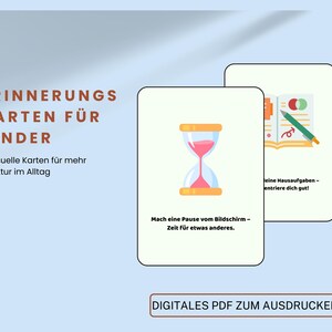 Herinneringskaarten voor kinderen – 12 visuele dagelijkse kaarten als PDF | Dagelijkse structuur voor ADHD en autisme | Structurele ondersteuning voor kinderen