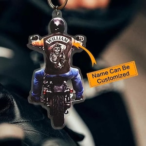 Personalized Biker Acrylic Keychain | Custom Keychain