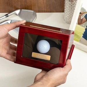 Custom Wood Golf Ball Display Case with Engraved Plaque | Hole-in-One Box | Golf Ball Display | Gift for Dad, Boyfriend, Golf Lover, Coach