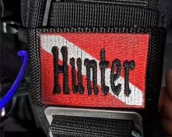 Aangepaste naam duiktag | Gepersonaliseerde geborduurde naampatch trimvest | Cadeau duiker | ID-tag duikbemanninguitrusting