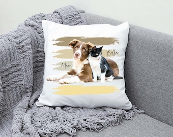 Custom Pet Photo Throw Pillow – Personalized Dog or Cat Keepsake