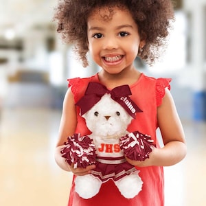 Personalized Cheerleading Plush Bear | Custom All-Star Cheerleader Teddy Bear | School Spirit Gift for Girls, Daughters, Nieces