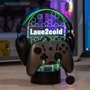 Soporte para auriculares y controlador de juegos iluminado personalizado
