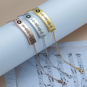 Personalized Scannable Spotify Code Name Keychain/Bracelet/Necklace | Engraved Song Code Bracelet | Scannable Music Code Bracelet