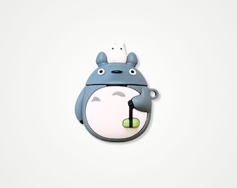 Casing Up Big Round Grey Totoro With Hook | Small Square Totoro With Hanging Ring for AirPods 1, 2, 3, Pro AirPods Case.