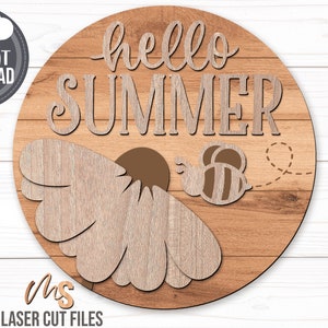 Daisy Hello Summer Door Hanger Svg - Summer Welcome Sign Svg - Daisy ...