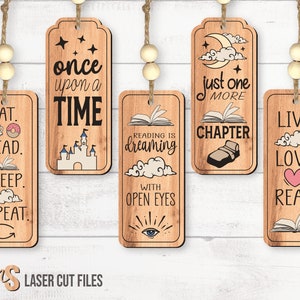 Bladwijzer SVG-bundel - bladwijzer lasergesneden bestanden - bladwijzer hout en leer - bladwijzersjabloon - lezing Svg - Glowforge-bestanden