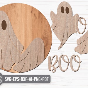 Ghost Halloween Sign Svg - Halloween Door Hanger Svg - Ghost Svg - Boo Svg - Laser Cut Files - Halloween Door Sign - Glowforge Files - Halloween Sign Svg - Halloween Welcome Sign Svg - Halloween Porch Sign - Halloween Decor - Front Door Decor