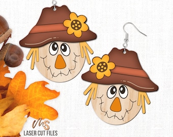 Scarecrow Earring SVG: Fall Dangle Earrings SVG Laser Cut Files for Glowforge/Cricut