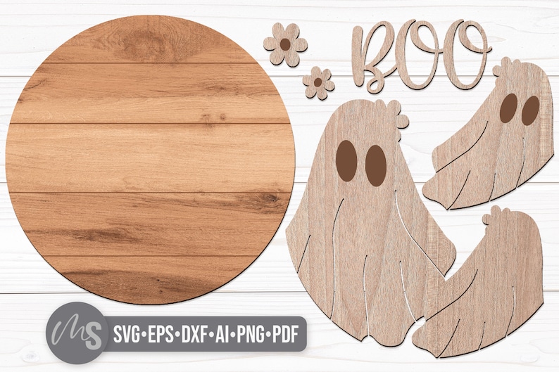 Cute Halloween Ghost Door Hanger Svg - Floral Cute Ghost Svg - Boo Svg - Laser Cut Files - Boho Halloween Sign Svg - Glowforge Files - Halloween Welcome Sign Svg - Halloween Door Hanger - Halloween Porch Sign - Halloween Decor - Front Door Decor